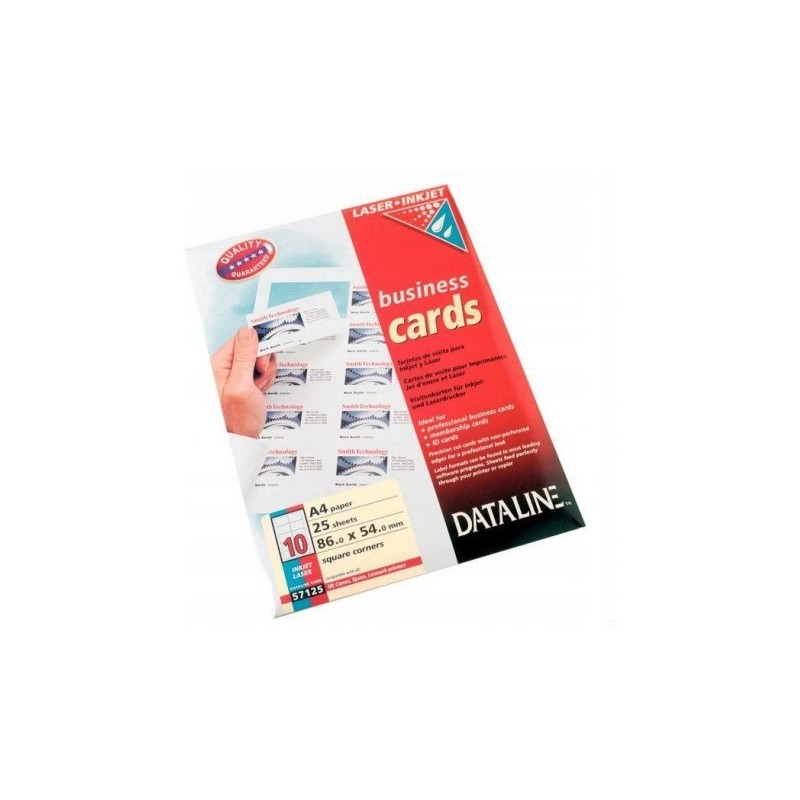 Papier wizytówkowy 86x54mm (25ark.) laser,atrament 10 na stronie 57125 DATA LINE