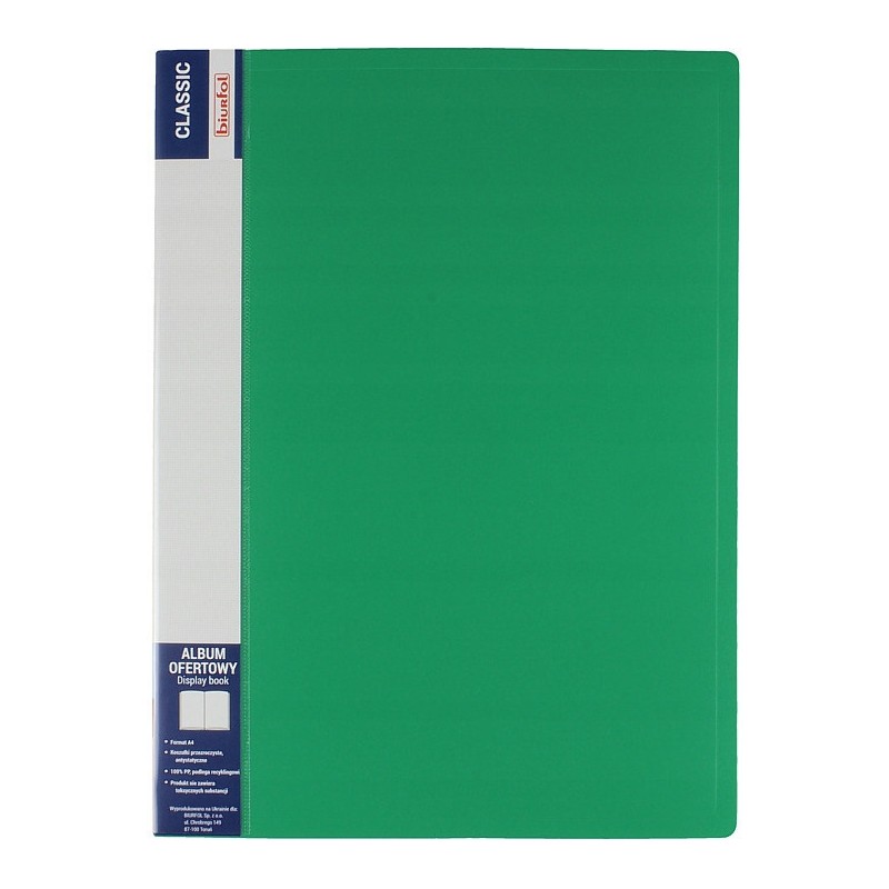 Album ofertowy na dokumenty 20 kieszeni CLASSIC zielony AOF-02-02 BIURFOL
