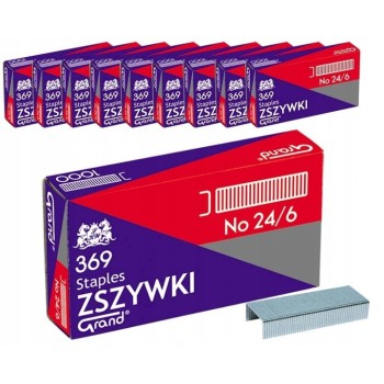 Zszywki biurowe 24/6 369 (10 paczek x 1000 sztuk) do zszywaczy 110-1388 GRAND