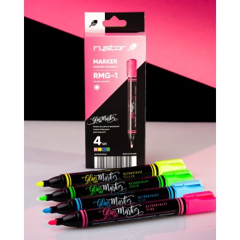 Marker kredowy do szkła RMG-1/CDPG 4szt. etui 463-227 RYSTOR