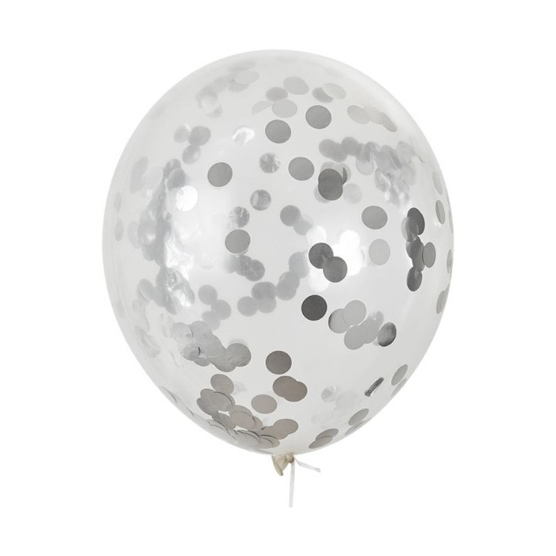 Balony z konfetti srebrne 30cm (5szt) BKN-8599 ALIGA