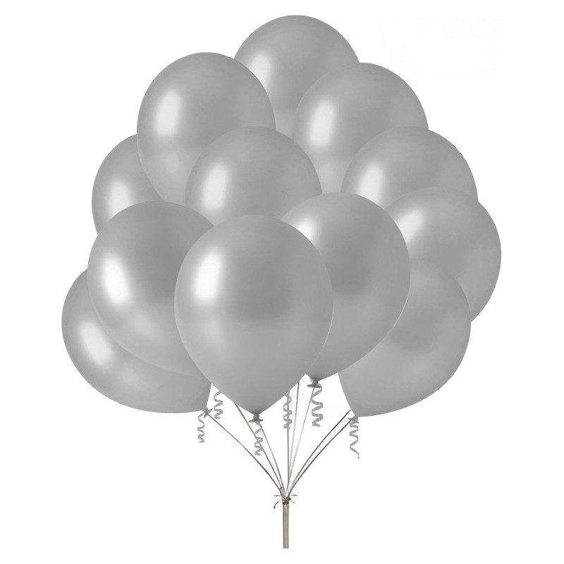 Balon Srebrny metalik 80szt. B088 GO PARTY
