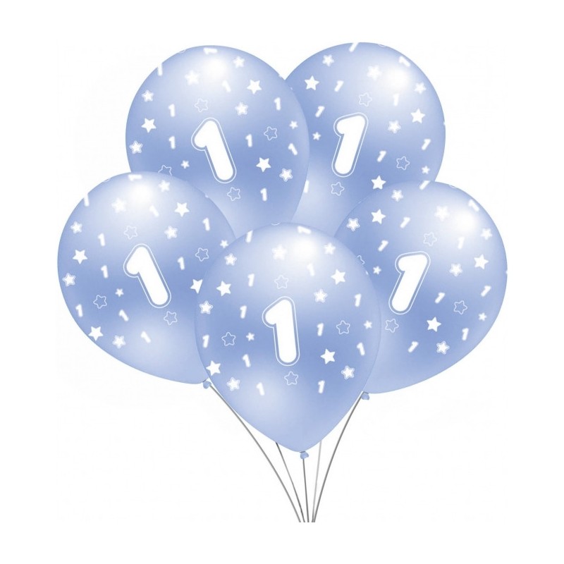Balon niebieski metalik nadruk 1 5szt. B156 GO PARTY