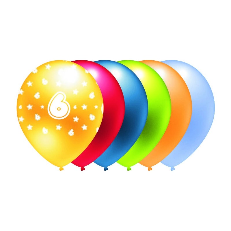 Balon metalik nadruk 6 mix kolor 5szt. B200 GO PARTY