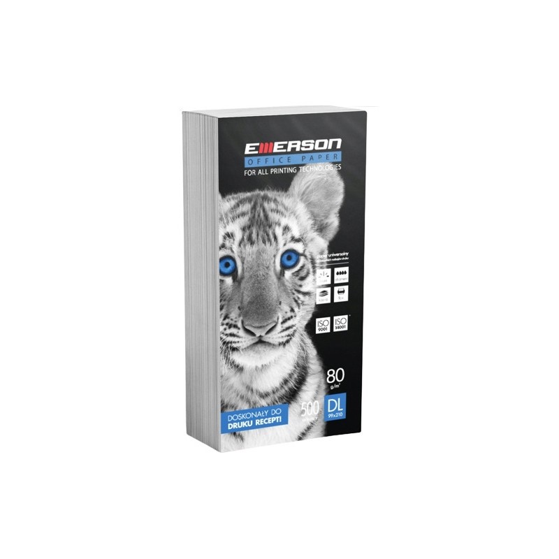 Papier receptowy DL 80g EMERSON TIGER (210x99mm) biały 500ark