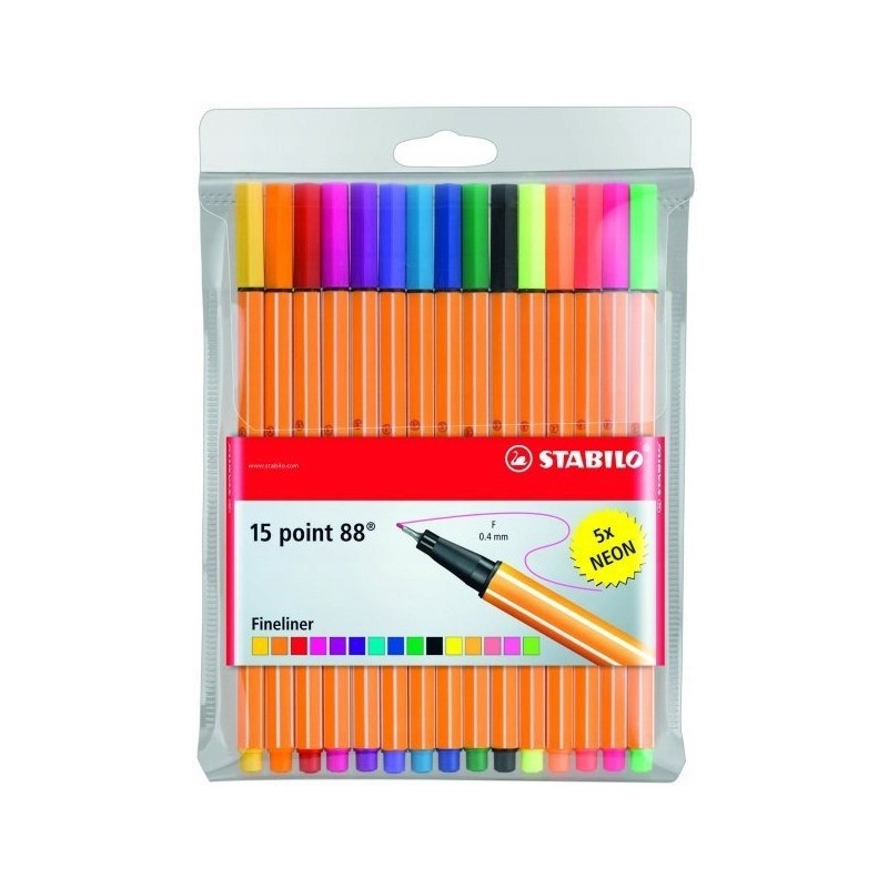 Cienkopis STABILO point 88 komplet 15szt. w tym 5 neonowych 8815-1