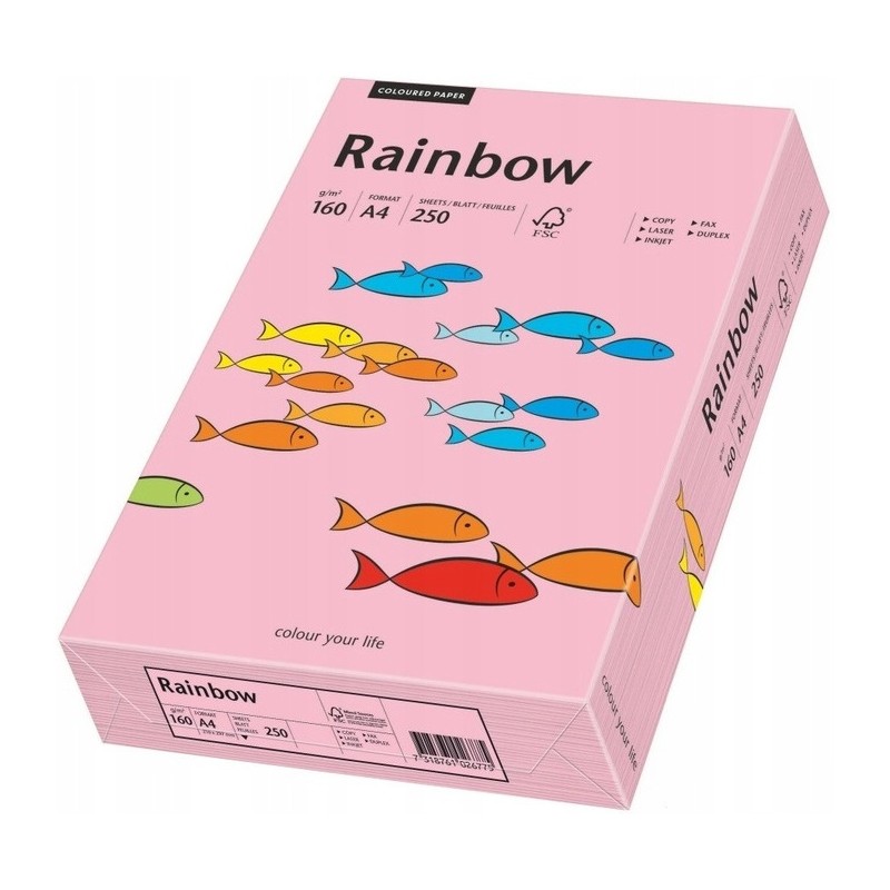 Papier ksero A4 160g.różowy R55 (250) RAINBOW 88042549