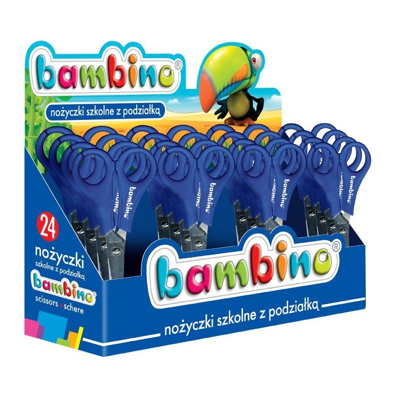 Nożyczki szkolne z podziałką ( 24 sztuki) , display BAMBINO