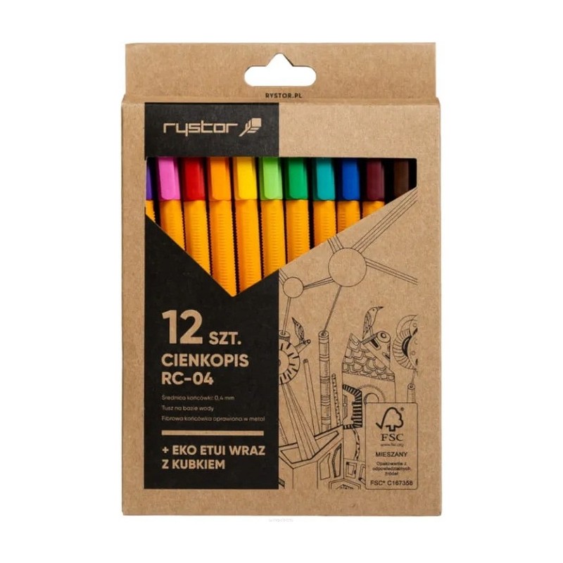 Cienkopis RC-04 mix 12 szt. EKO ETUI RYSTOR 403-120EKO