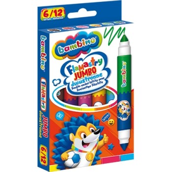 Flamastry dwustronne Jumbo Zestaw 6 sztuk 12 kolorów Pisaki Mazaki BAMBINO St.Majewski