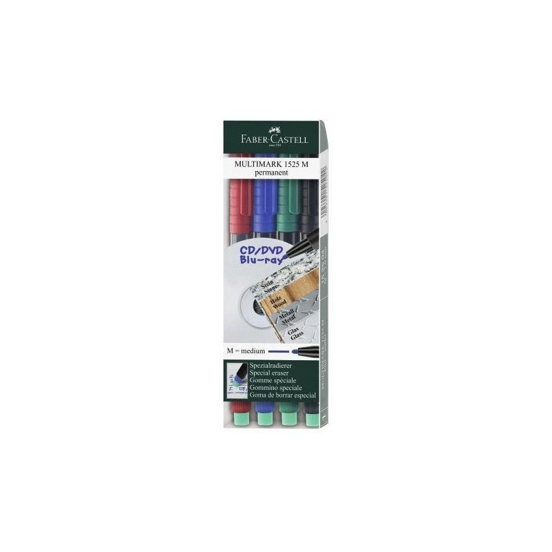 Foliopis z gumką M 1.0mm komplet 4kolory 152504 FABER CASTELL