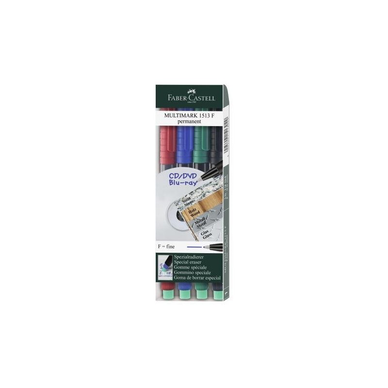 Marker permanentny F 0.6mm 4kolory 151304 FABER-CASTELL