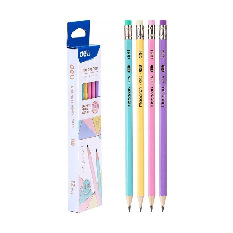 Ołówek HB MACARON 12szt EC025-HB DELI