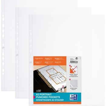 Koszulki groszkowe na dokumenty A3 120mic pionowe 25 sztuk 400005480 OXFORD