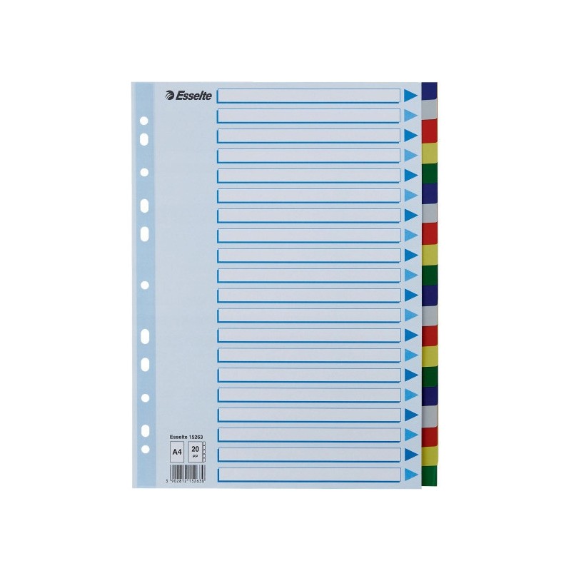 Przekładki plastikowe z PP A4 20 kart 15263 ESSELTE