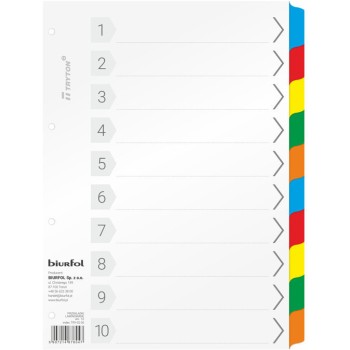 Przekładki do segregatora A4 10 kart laminowane TRY-02-05 BIURFOL