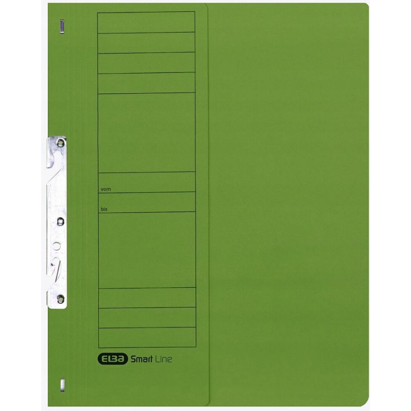 Skoroszyt wpinany do segregatora hakowy 1/2 A4 zielony kartonowy 100551893 ELBA