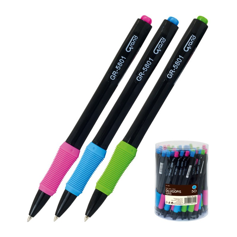 Długopis automatyczny GR-5801 niebieski 0,7mm obudowa czarna 160-1985 GRAND