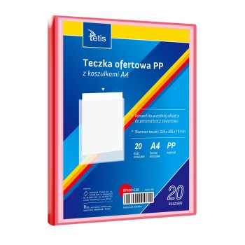 Teczka ofertowa A4 PP 20 koszulek CZERWONA BT630-C20 TETIS