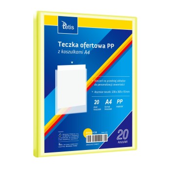 Teczka ofertowa A4 PP 20 koszulek ŻÓŁTA BT630-Y20 TETIS