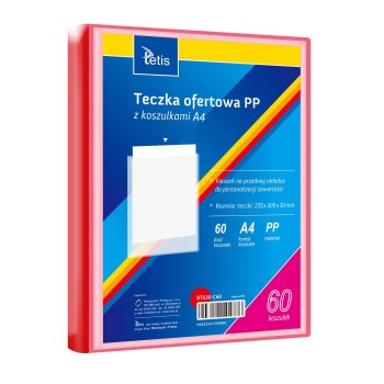 Teczka ofertowa A4 PP 60 koszulek CZERWONA BT630-C60 TETIS