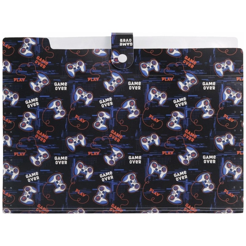 Teczka harmonijkowa A4 PP 5 przegródek z nadrukiem GAMEPAD THN-A4-33 BIURFOL