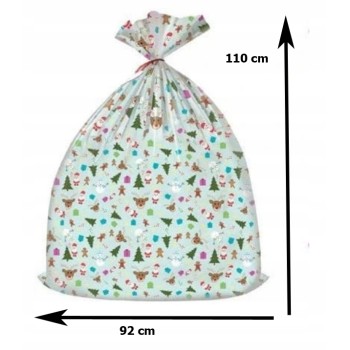 Worek upominkowy CHRISTMAS plastik XXL mix wzorów 92x110 PaKaDo