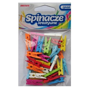 Spinacze-klamerki drewniane ozdobne mix kolorów 2,5cm (40 szt.) BREWIS SPK25
