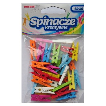 Spinacze-klamerki drewniane ozdobne mix kolorów 3,5cm(20 szt.) BREWIS SPK35
