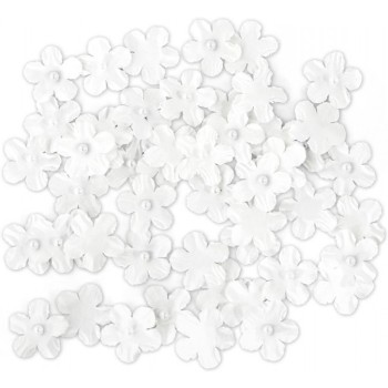 Kwiaty papierowe NIEZAPOMINAJKI z perełką białe (50szt.) 252032 Galeria Papieru