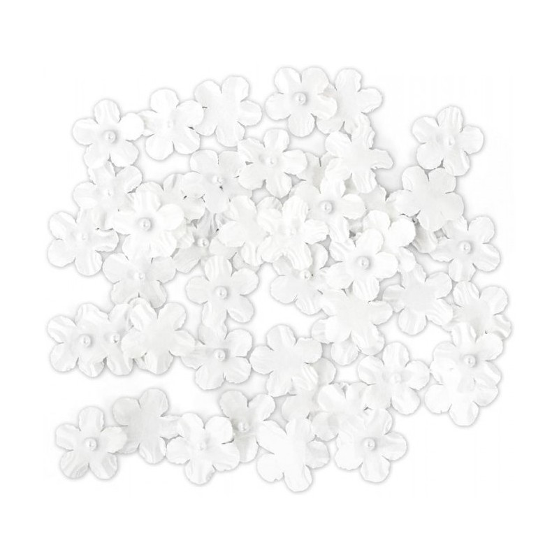 Kwiaty papierowe NIEZAPOMINAJKI z perełką białe (50szt.) 252032 Galeria Papieru