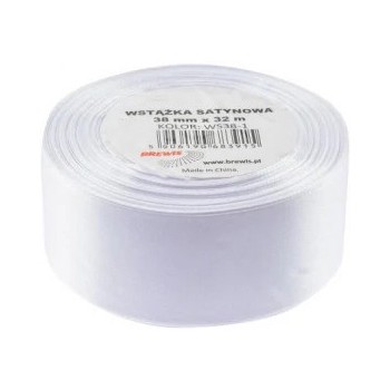 Wstążka satynowa 38mm/32m 1 biała BREWIS