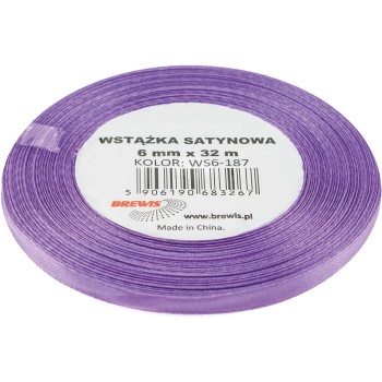 Wstążka satynowa 6mm/32m lawendowa BREWIS
