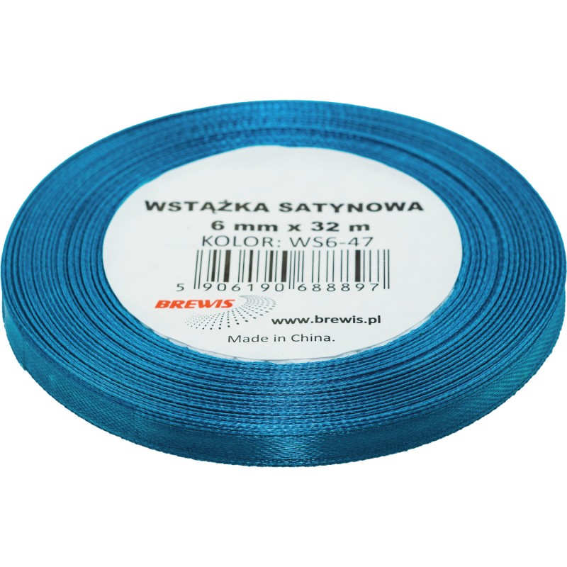 Wstążka satynowa 6mm/32m turkusowy BREWIS