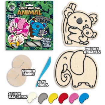 Zestaw do kolorowania plasteliną na drewnie ZWIERZĘTA 0465-0073-04 Panta Plast