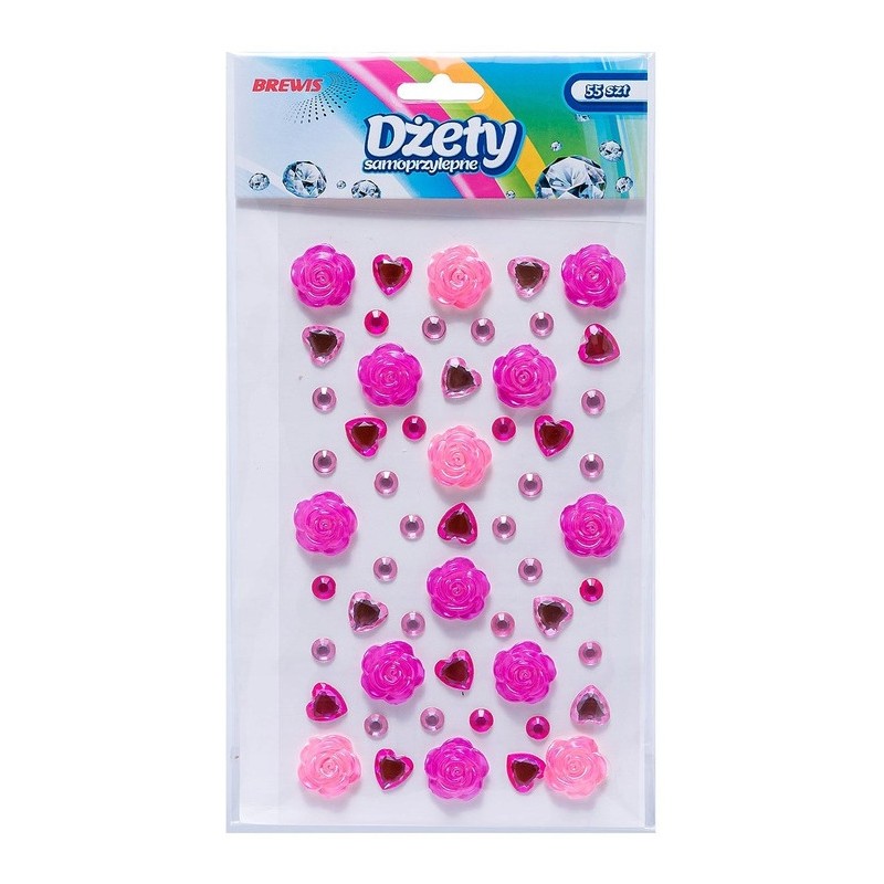 Dżety DSK5 Róże czerwone i różowe serca 55szt. BREWIS