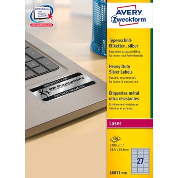 Etykiety ZF A4 63,5x29,6mm L6011-100 znamionowe srebrne AVERY ZWECKFORM