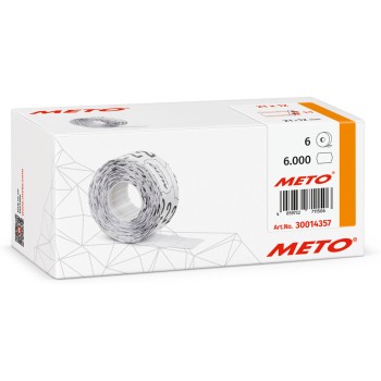 Etykiety cenowe w rolce do metkownicy jednorzędowej 21x12 mm,(6 sztuk) biało-czerwone, trwały klej METO M30014357