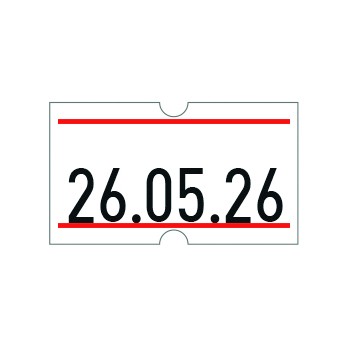Etykiety cenowe w rolce do metkownicy jednorzędowej 21x12 mm,(6 sztuk) biało-czerwone, trwały klej METO M30014357