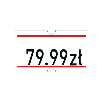 Etykiety cenowe w rolce do metkownicy jednorzędowej 21x12 mm,(6 sztuk) biało-czerwone, trwały klej METO M30014357
