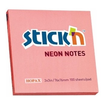 Bloczek samoprzylepny 76x76mm 100k różowy neonowy STICK`N 21166