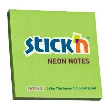 Bloczek STICK"N 76x76mm zielony neonowy 100k 21167 STICK"N