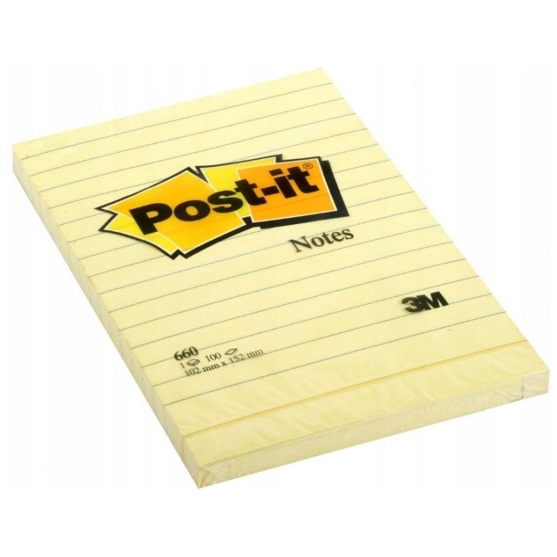 Bloczek samoprzylepny 102x152mm 100k żółty linia 660 POST-IT UU009543644 3M