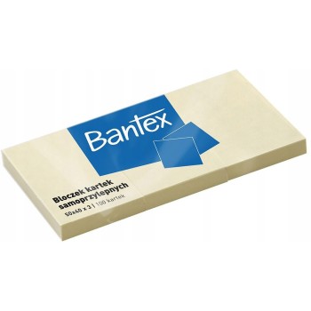 Karteczki samoprzylepne bloczek 50x40mm Zestaw 100 kartek x 3 sztuki żółty 400086386 BANTEX