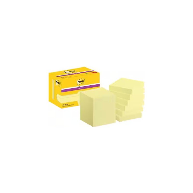 Bloczek samoprzylepny 47,6x47,6mm 90k żółty (12szt) POST-IT Super Sticky 100% PEFC CH18/0914
