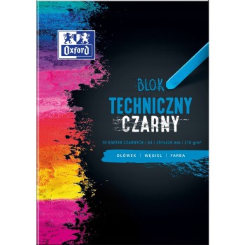 Blok techniczny szkolny A3 czarne kartki 10 kartek 210g 400093235 OXFORD
