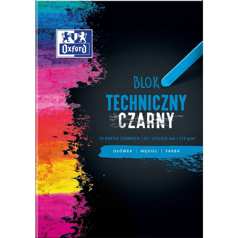 Blok techniczny szkolny A3 czarne kartki 10 kartek 210g 400093235 OXFORD