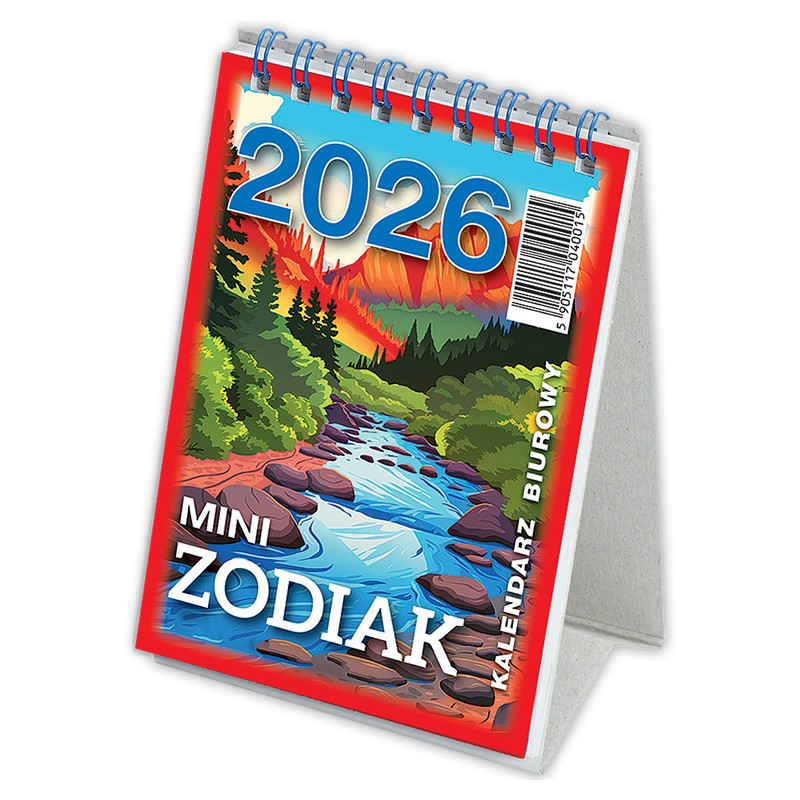 Kalendarz biurowy MINI ZODIAK H7 stojący pionowy 85x120mm 2026 TELEGRAPH