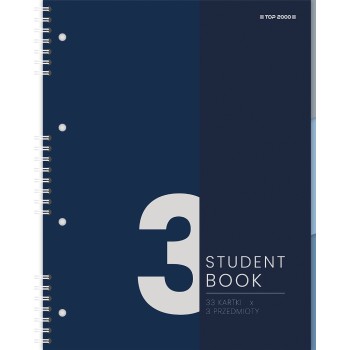 Kołozeszyt A5 100k kratka 3 przedmioty STUDENT BOOK 400179522 TOP 2000