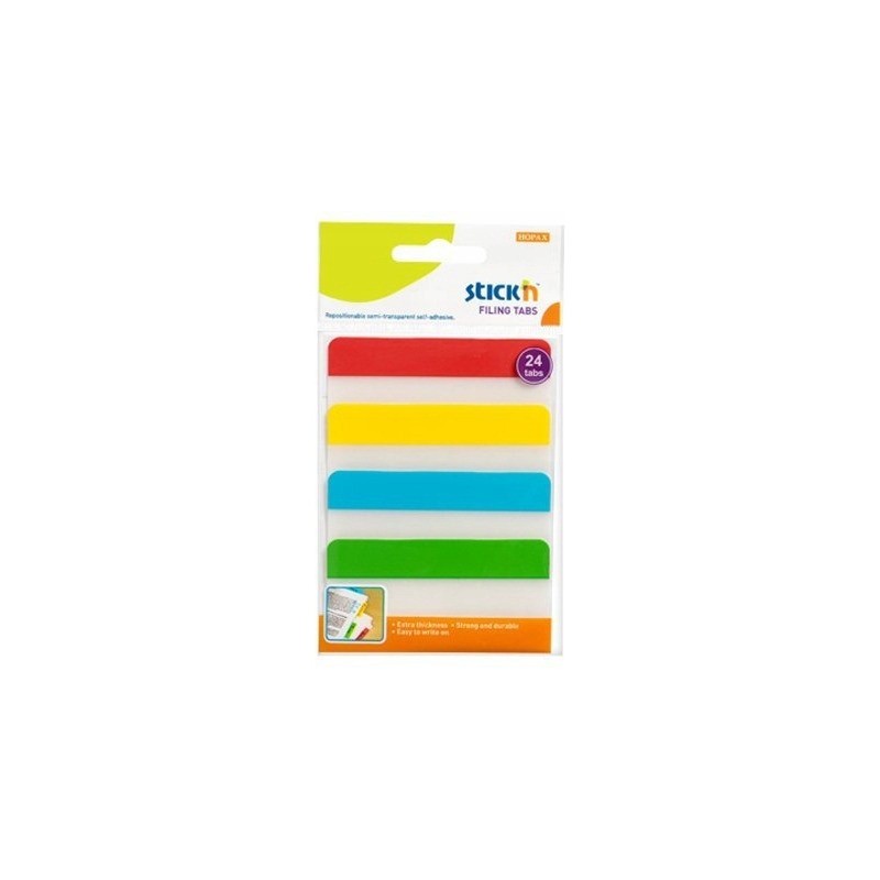 Przekładki indeksujące przeźroczyste 38x76mm 4 kolory 21609 STICK'N